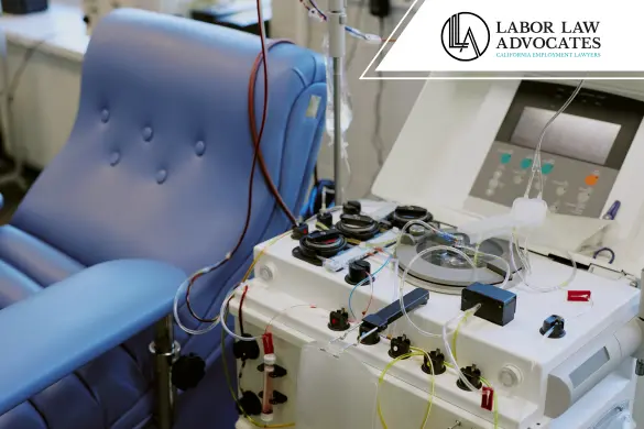Hemodialysis machine and chair.